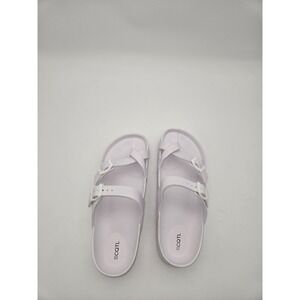 Women's White EVA Double Buckle Slide Sandals Slip On Comfort Clog Style Sz US 9